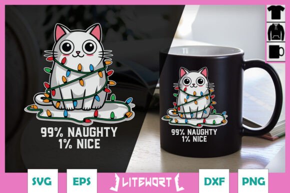 99 Naughty 1 Nice Xmas Cat SVG