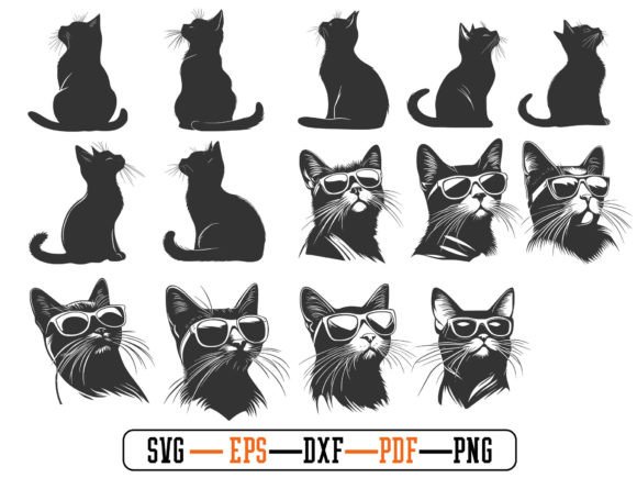 Cat Svg Vector Silhouette Bundle File