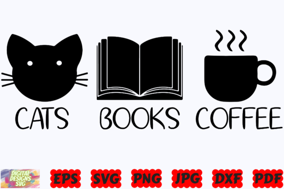 Cats Books Coffee SVG Cat SVG Pet SVG