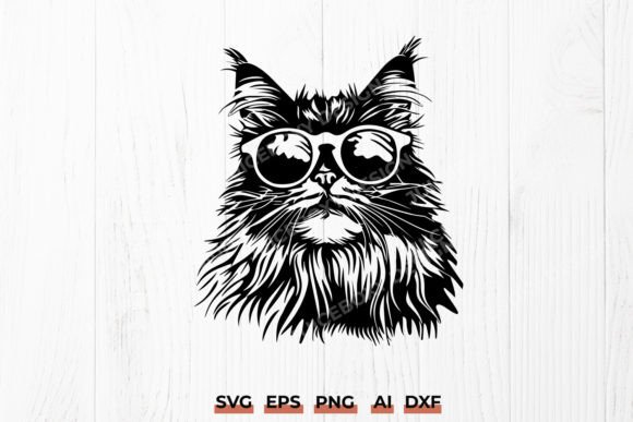 Cool Hipster Maine Coon Cat SVG