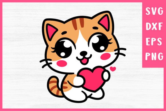 Cute Cat SVG Cat with Heart SVG