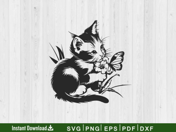 Cute Cat SVG Vector Silhouette File