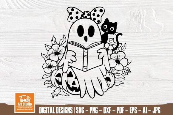 Cute Halloween Ghost and Cat SVG