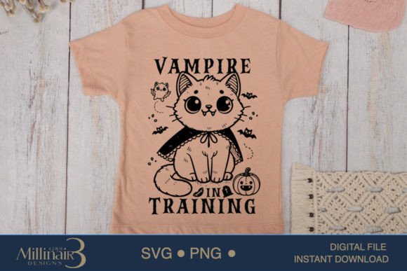 Cute Vampire in Training Cat SVG T-Shirt
