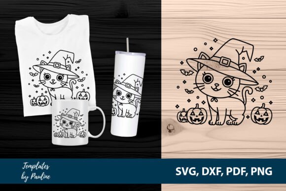 Cute Witch Cat SVG Laser Cut File
