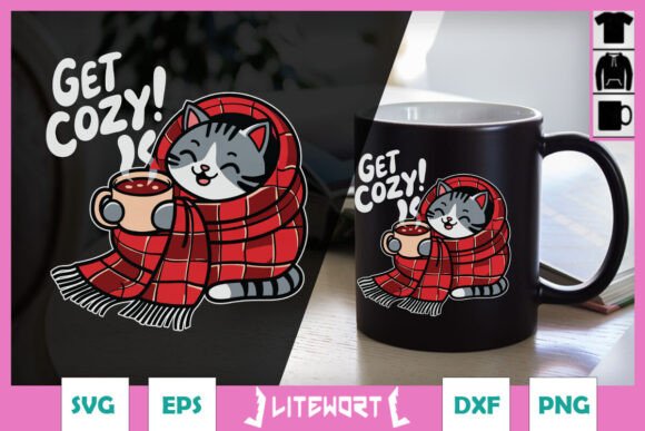 Get Cozy Christmas Cute Cat SVG