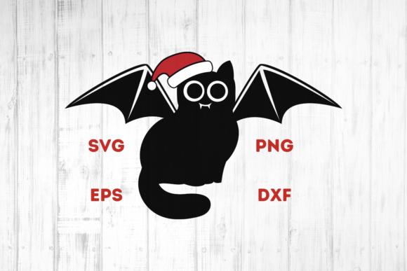 Gothic Christmas Santa Black Cat SVG