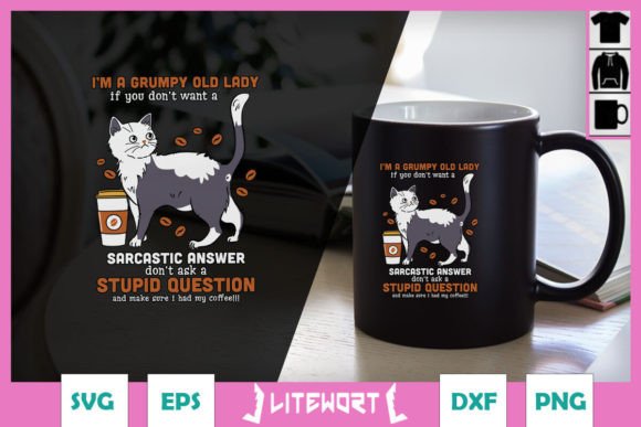 Grumpy Old Lady Cat SVG Expect Sarcastic