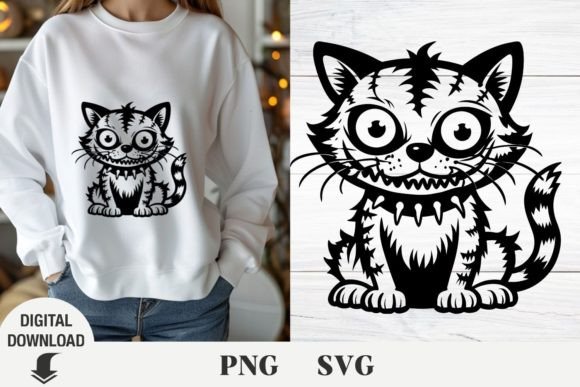 Halloween Zombie Cat Svg, Cat Svg, Black