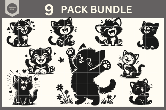Laughing Cat SVG File Clipart Silhouette