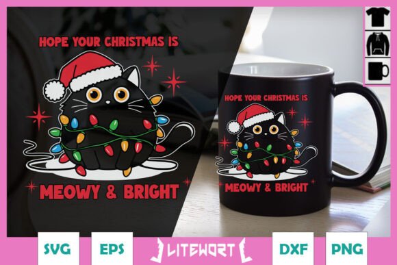 Meowy and Bright Christmas Cat SVG