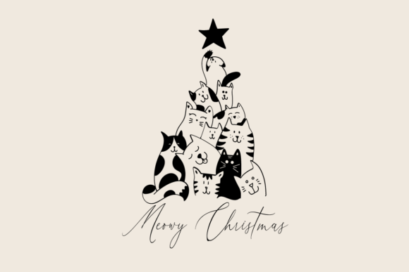 Meowy Christmas, Christmas Cat Svg, Meow
