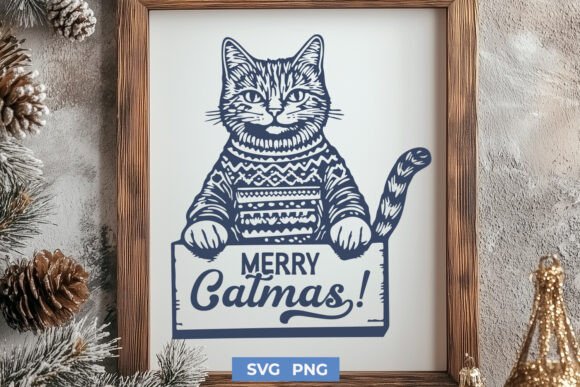 Merry Catmas – Christmas Cat SVG PNG