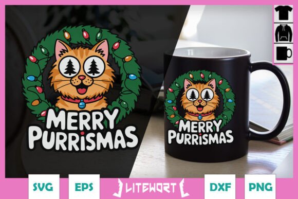 Merry Purrismas Christmas Cat SVG