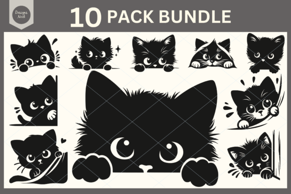 Peeking Cat SVG File Clipart Silhouette