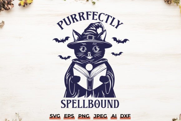 Purrfectly Spellbound Halloween Cat SVG