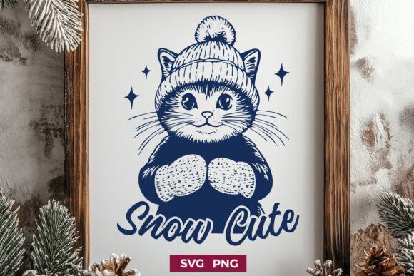 Snow Cute Winter Cat SVG PNG