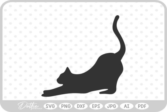 Stretching Cat SVG PNG DXF