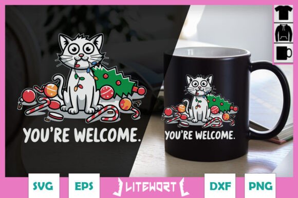 You Are Welcome Naught Xmas Cat SVG